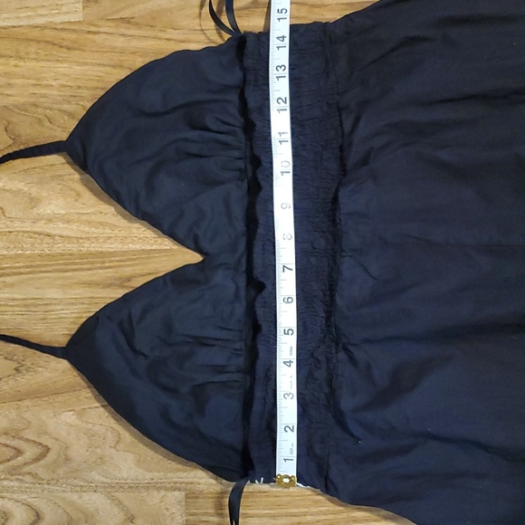 American Flirt Halter Dress Size M Black  with Embroidered White Floral Trim - Picture 9 of 11